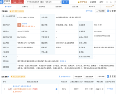中科曙光在重庆成立新公司，注册资本3亿布局计算机与通讯设备租赁市场
